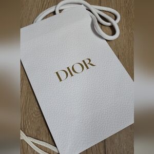 Dior Textured White Bag with Gold Logo Small Shopping Gift Bag New